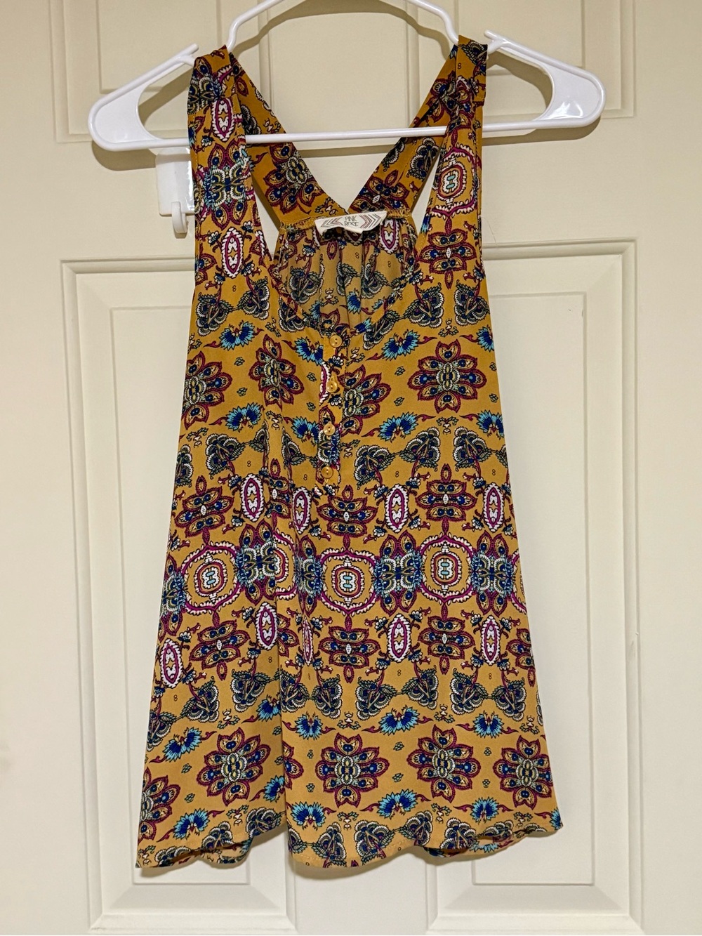 Pink Rose Mustard Floral Print Sleeveless Camisole